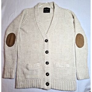 Y2K Zara‎ Womens Chunky Cardigan Sweater Small Grandpacore Fisherman Elbow Patch